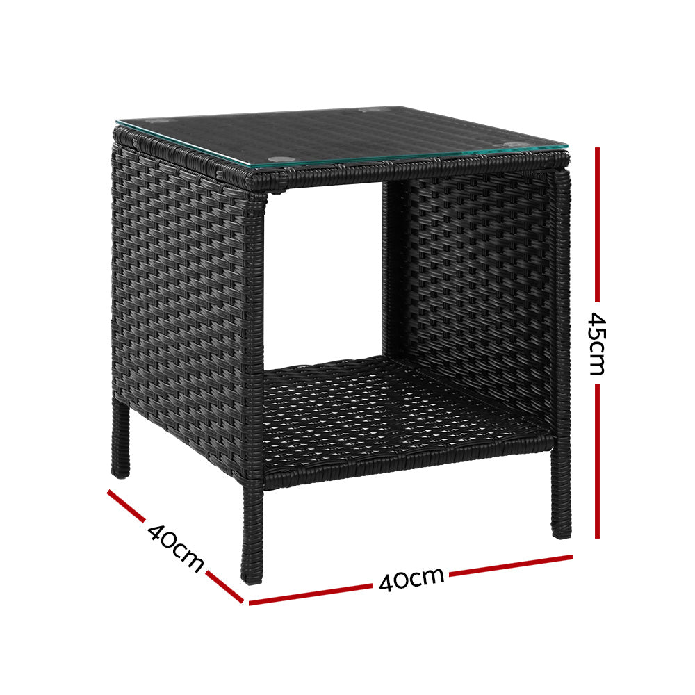 Dawley Side Table Coffee Patio Outdoor Furniture Rattan Desk Indoor Garden - Black