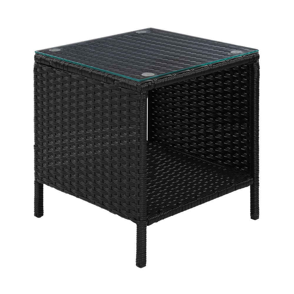 Dawley Side Table Coffee Patio Outdoor Furniture Rattan Desk Indoor Garden - Black