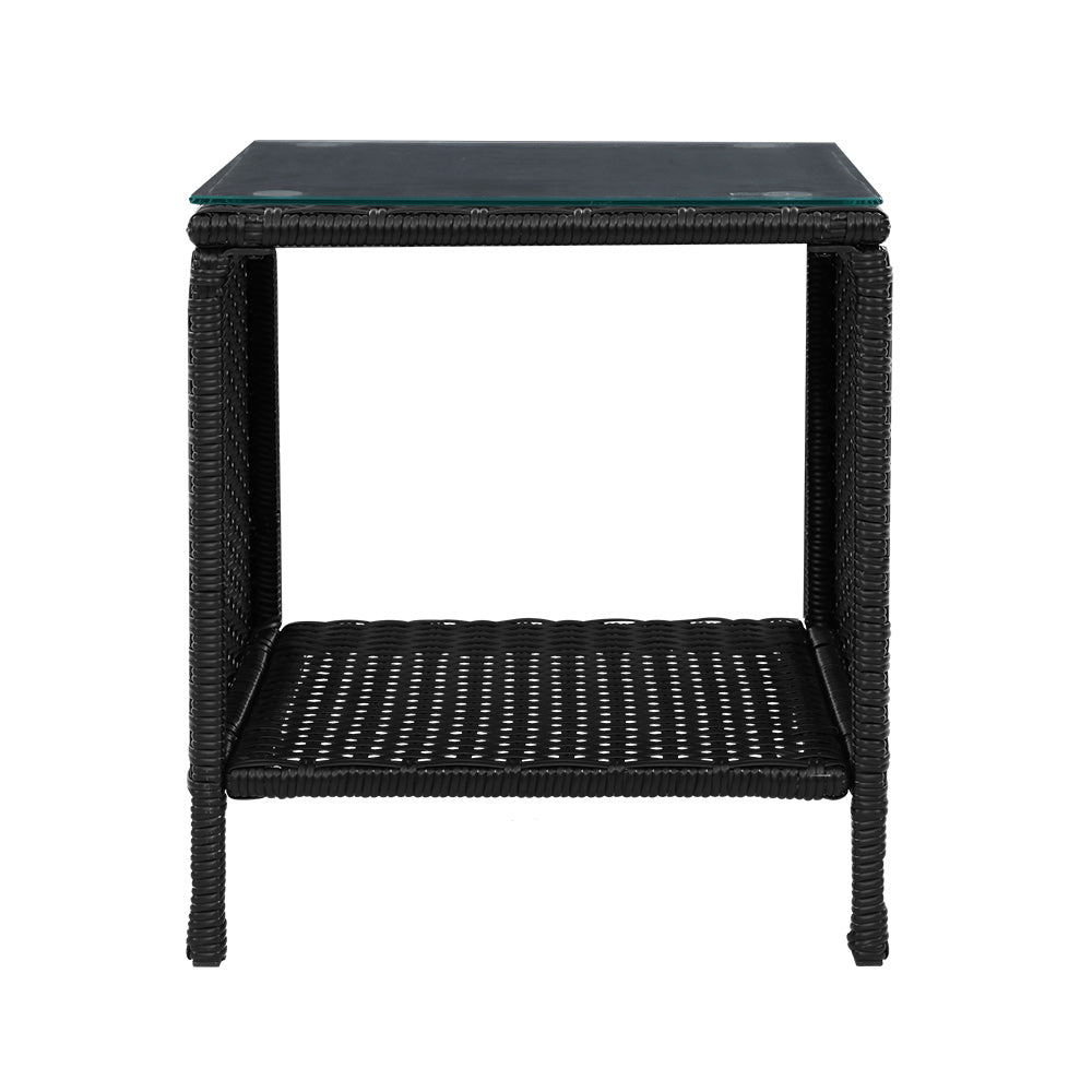 Dawley Side Table Coffee Patio Outdoor Furniture Rattan Desk Indoor Garden - Black