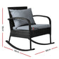 Eliza Outdoor Furniture Rocking Chair Wicker Garden Patio Lounge Setting - Black