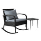 Eliza Wicker Rocking Chairs Table Set Outdoor Setting Patio Furniture - Black