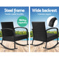 Eliza Wicker Rocking Chairs Table Set Outdoor Setting Patio Furniture - Black