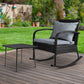 Eliza Wicker Rocking Chairs Table Set Outdoor Setting Patio Furniture - Black