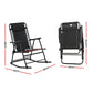 Zorion Outdoor Rocking Chair Folding Reclining Patio Furniture Garden - Black