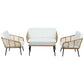 Houda 4-Seater Furniture Rattan Table Chairs 4-Piece Outdoor Sofa - Wood