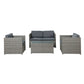 Driffield 4-Seater Furniture Wicker Table Chairs 4-Piece Outdoor Sofa - Grey