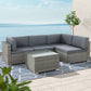 Driffield 4-Seater Furniture Wicker Table Chairs 5-Piece Outdoor Sofa - Grey