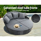 Yasin Outdoor Lounge Setting Patio Furniture Sofa Wicker Garden Rattan Set Day Bed - Black
