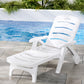 Nemy Sun Lounger Folding Chaise Lounge Chair Wheels Patio Outdoor Furniture - White