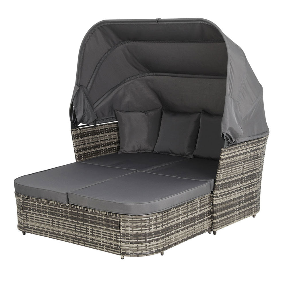 Elysia Outdoor Sun Lounge Setting Patio Furniture Wicker Sofa Day Bed - Grey