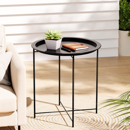 Atticus Coffee Side Table Steel Outdoor Furniture Indoor Desk Patio Garden - Black