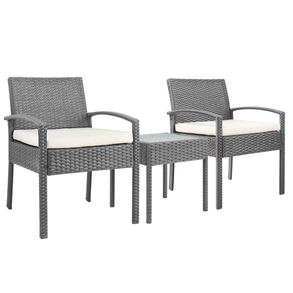 Harold 2-Seater Furniture 3-Piece Outdoor Setting - Grey