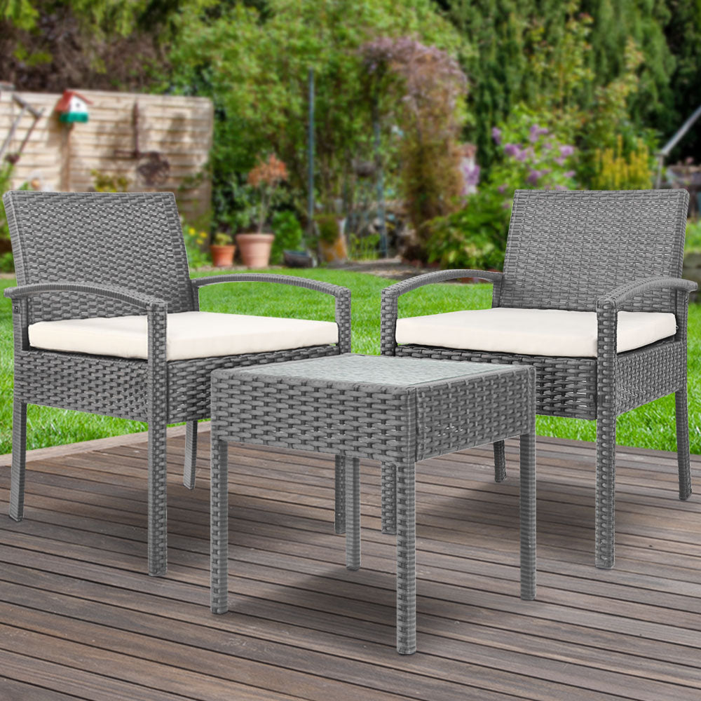 Harold 2-Seater Furniture 3-Piece Outdoor Setting - Grey