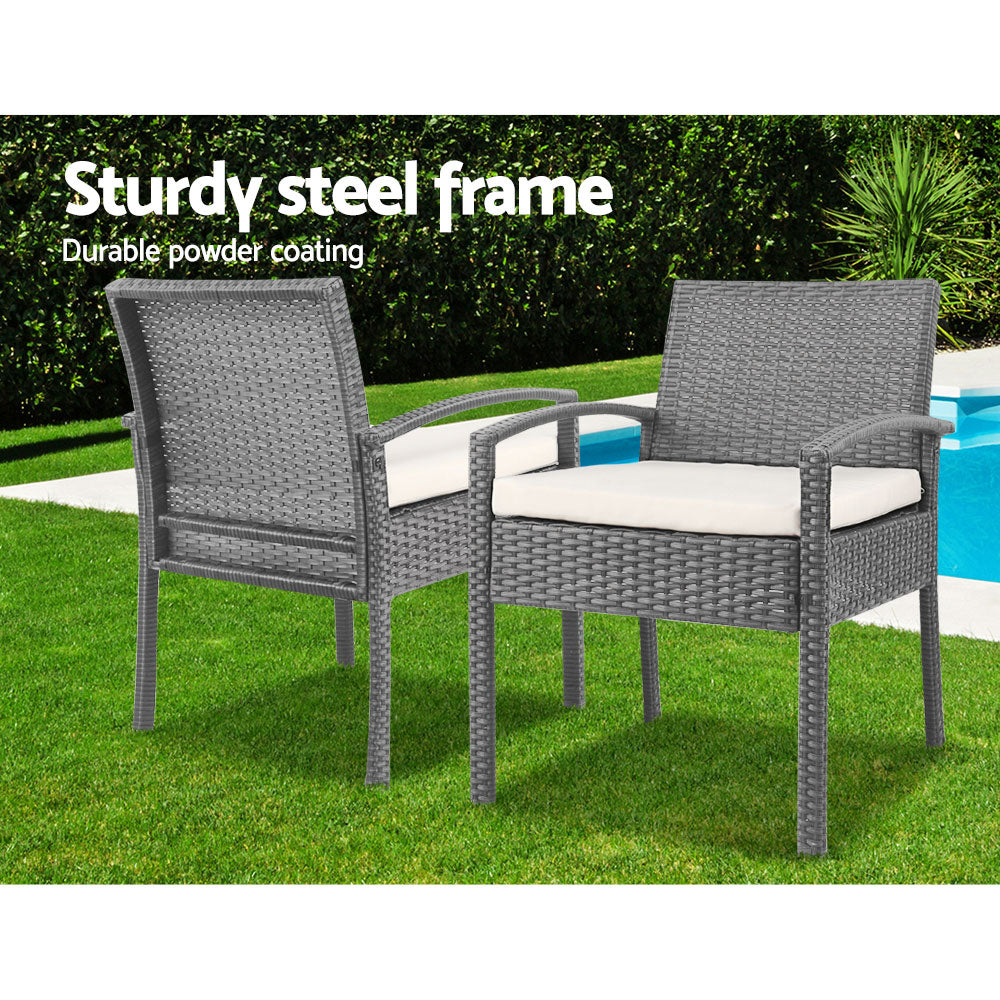 Harold 2-Seater Furniture 3-Piece Outdoor Setting - Grey