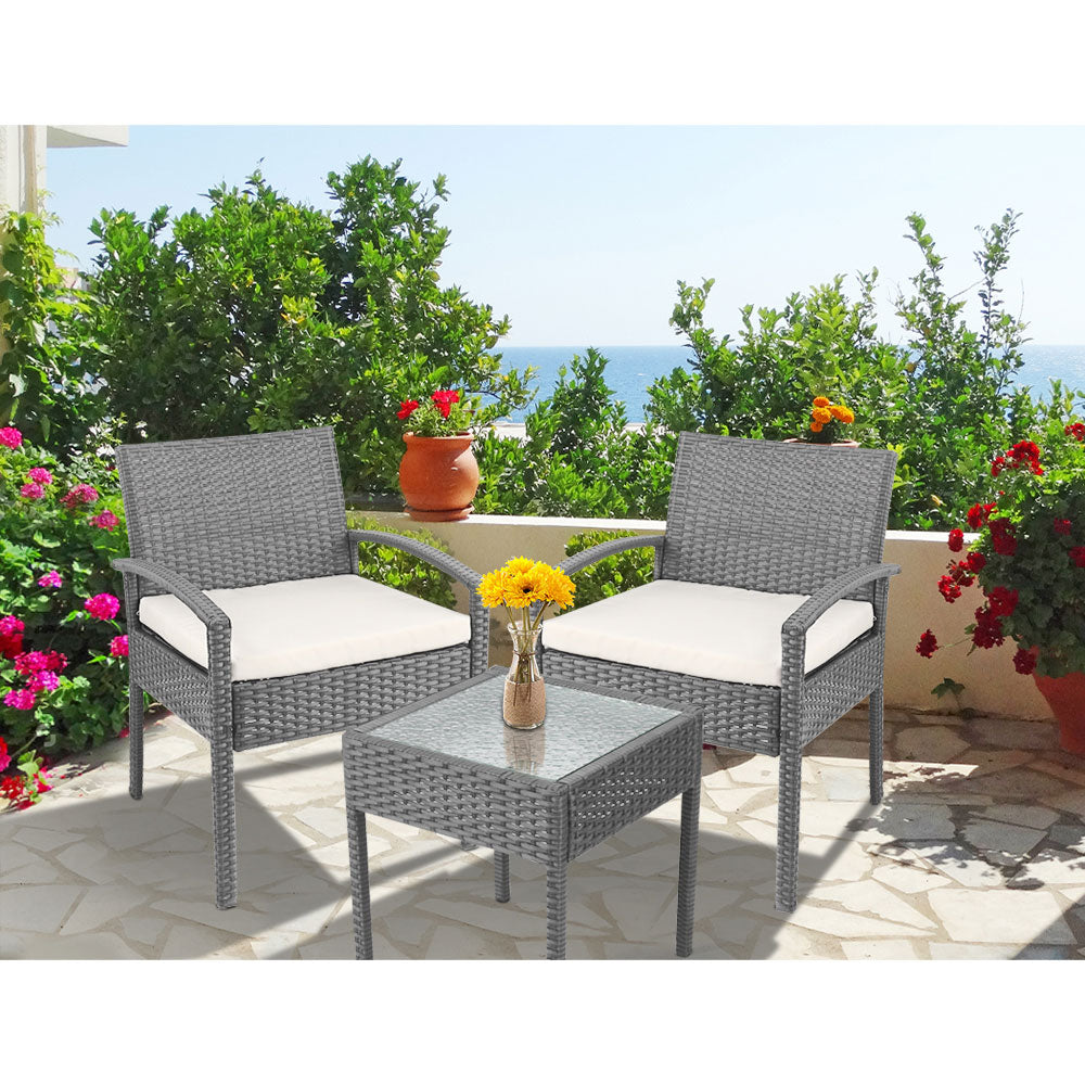 Harold 2-Seater Furniture 3-Piece Outdoor Setting - Grey