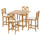 Crosby 4-Seater Bar Table Stools Patio Acacia 5-Piece Outdoor Bistro Set - Wood