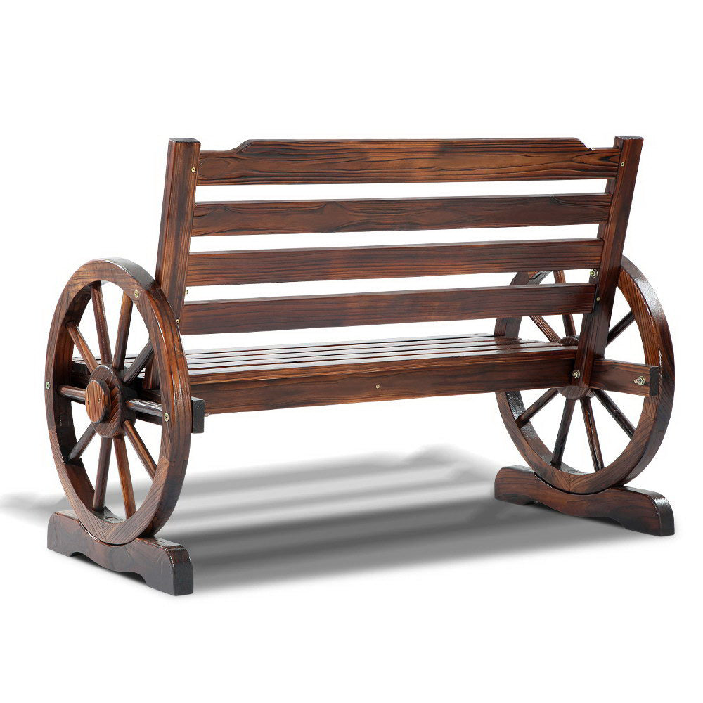 Celestia Wooden Wagon Wheel Bench - Brown
