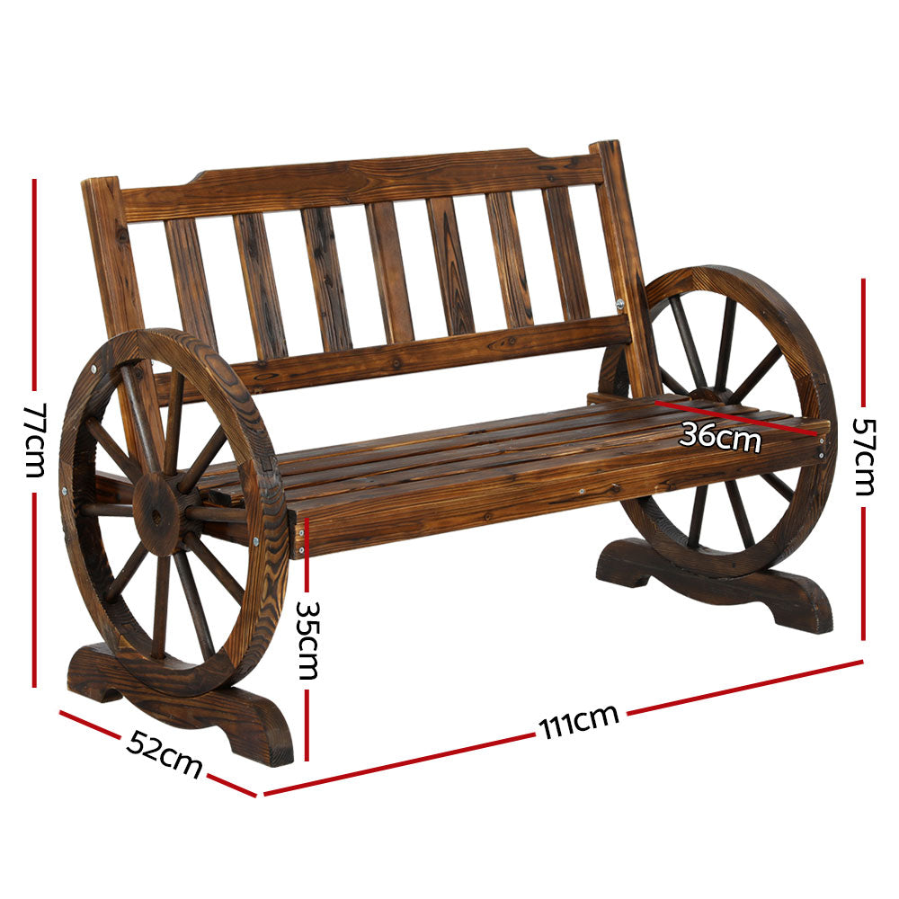 Celestia Wooden Wagon Wheel Chair - Brown