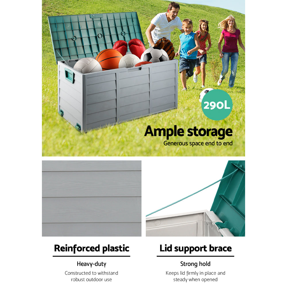 Buy 290L Plastic Outdoor Storage Box Weatherproof - Green Online