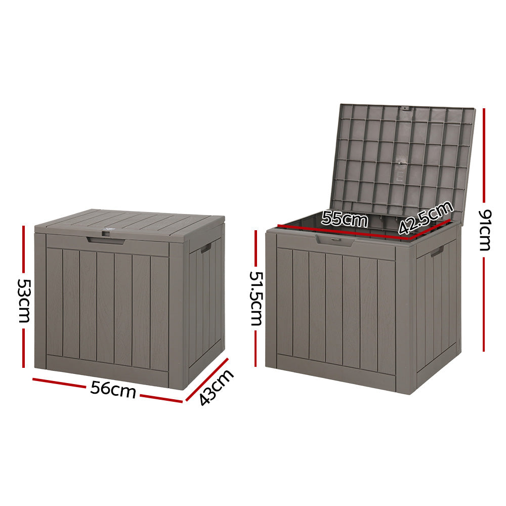 Outdoor Storage Box 118L Container Lockable Garden Toy Tool Shed - Grey