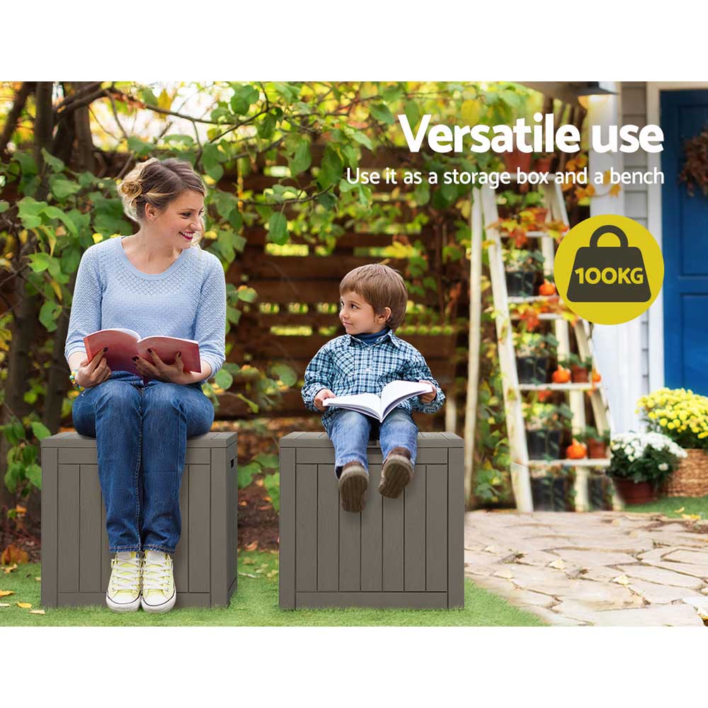 Outdoor Storage Box 118L Container Lockable Garden Toy Tool Shed - Grey