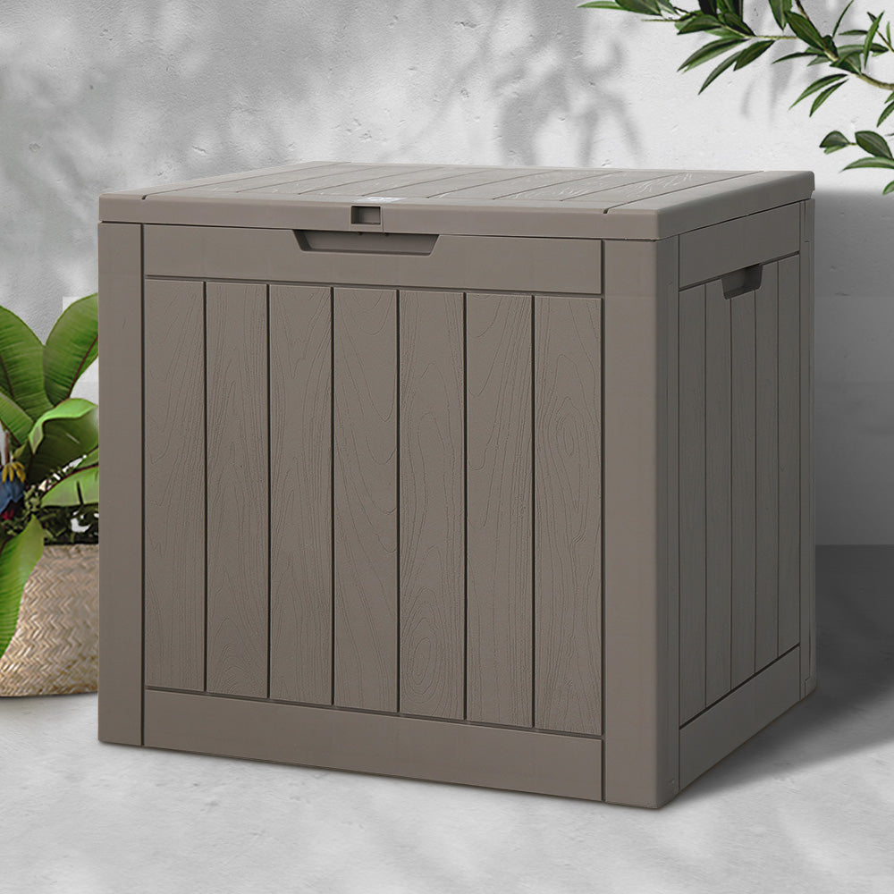 Outdoor Storage Box 118L Container Lockable Indoor Garden Toy Tool Shed Grey