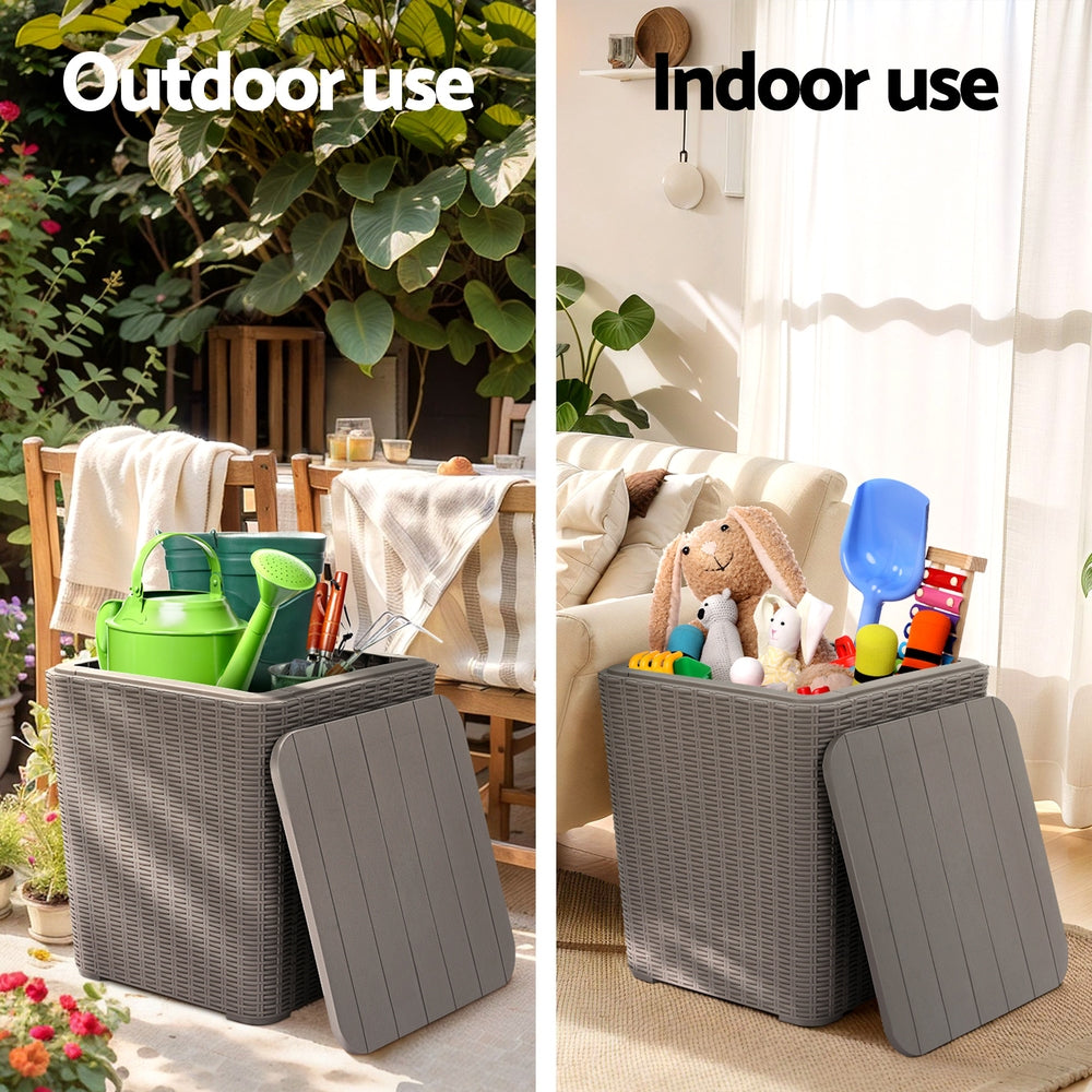 43L Outdoor Storage Box Container Side Table Garden Bench Tool Sheds