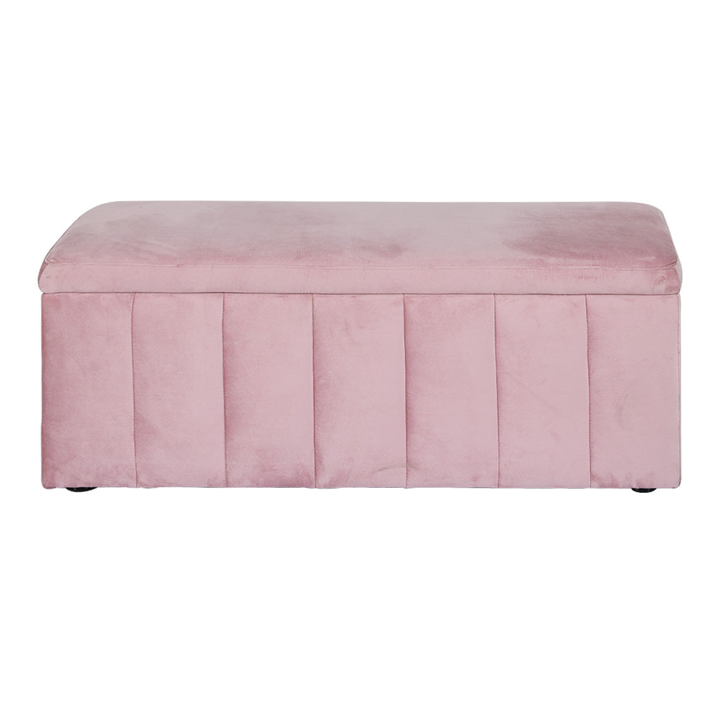 Storage Ottoman Blanket Box 103cm Velvet - Pink