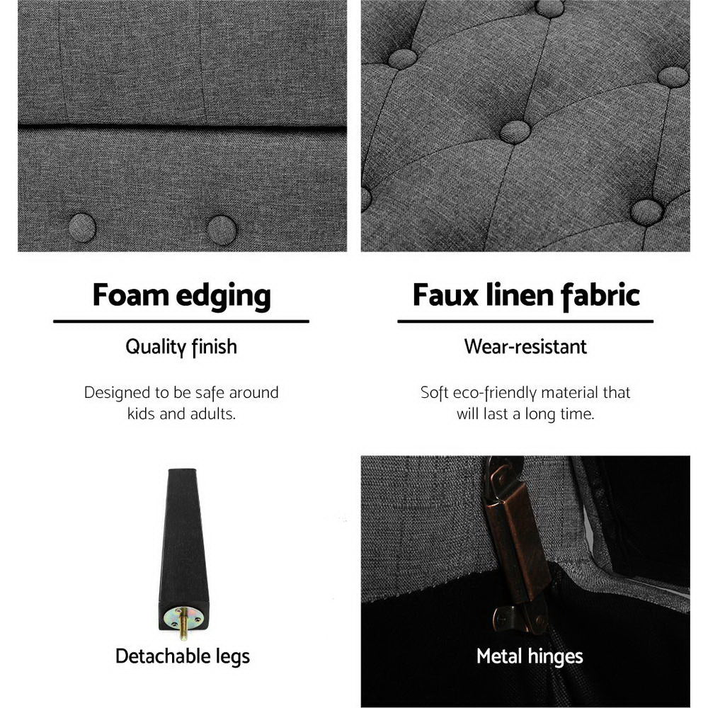 Fabric Storage Ottoman - Grey