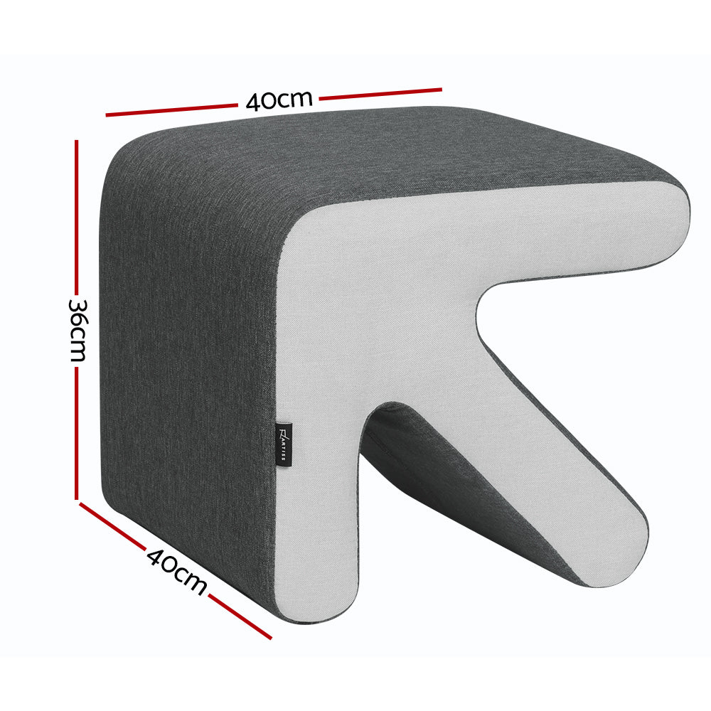 Arrow Ottoman Foot Stool Fabric Foot Rest Footstool Padded Seat Grey