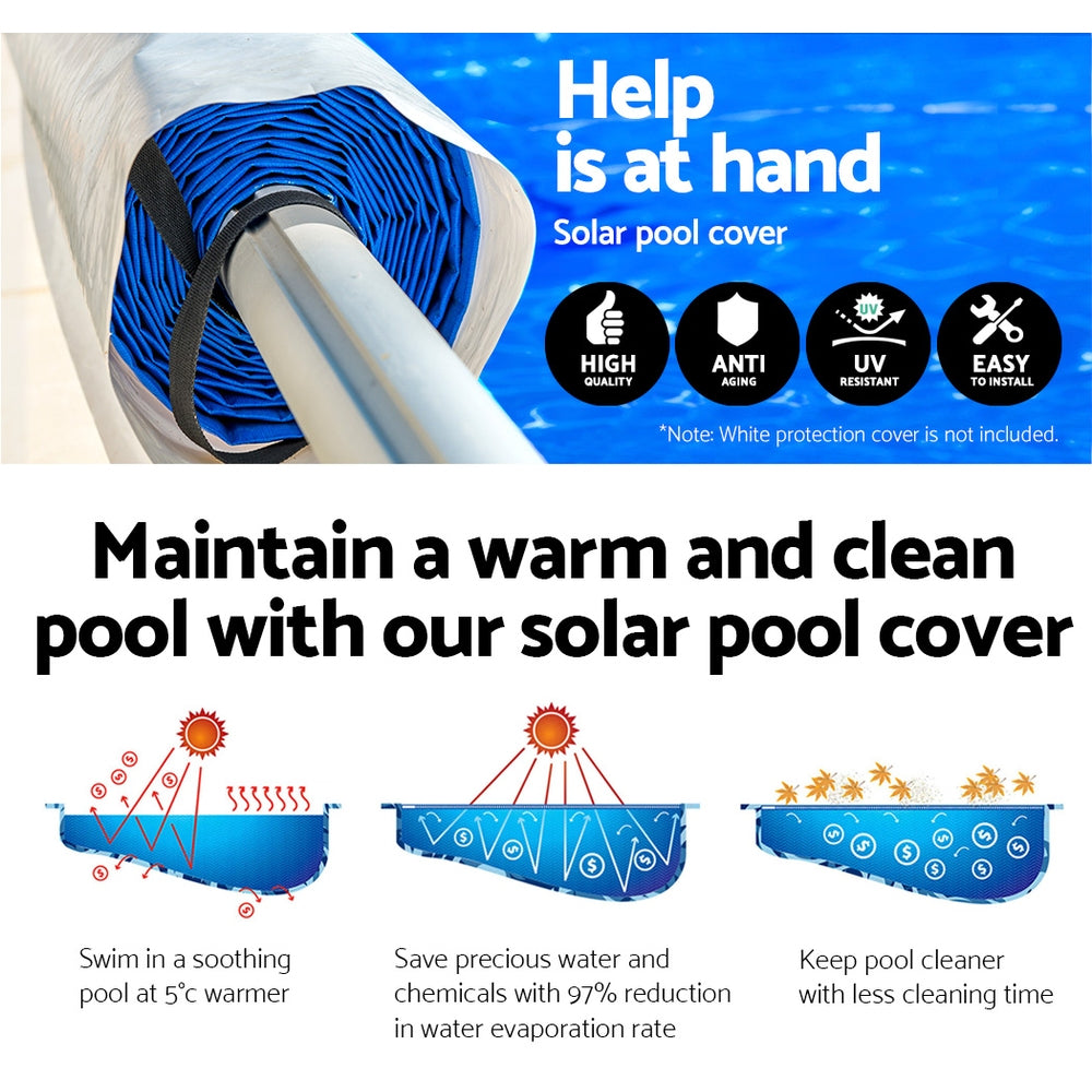 Solar Swimming Pool Cover Roller 10x4m Blanket Bubble Heater 500Micron