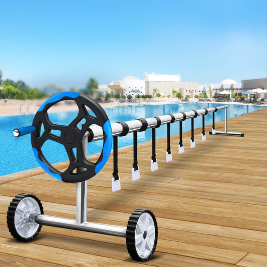 Swimming Pool Cover Roller Reel Adjustable Solar Thermal Blanket Blue