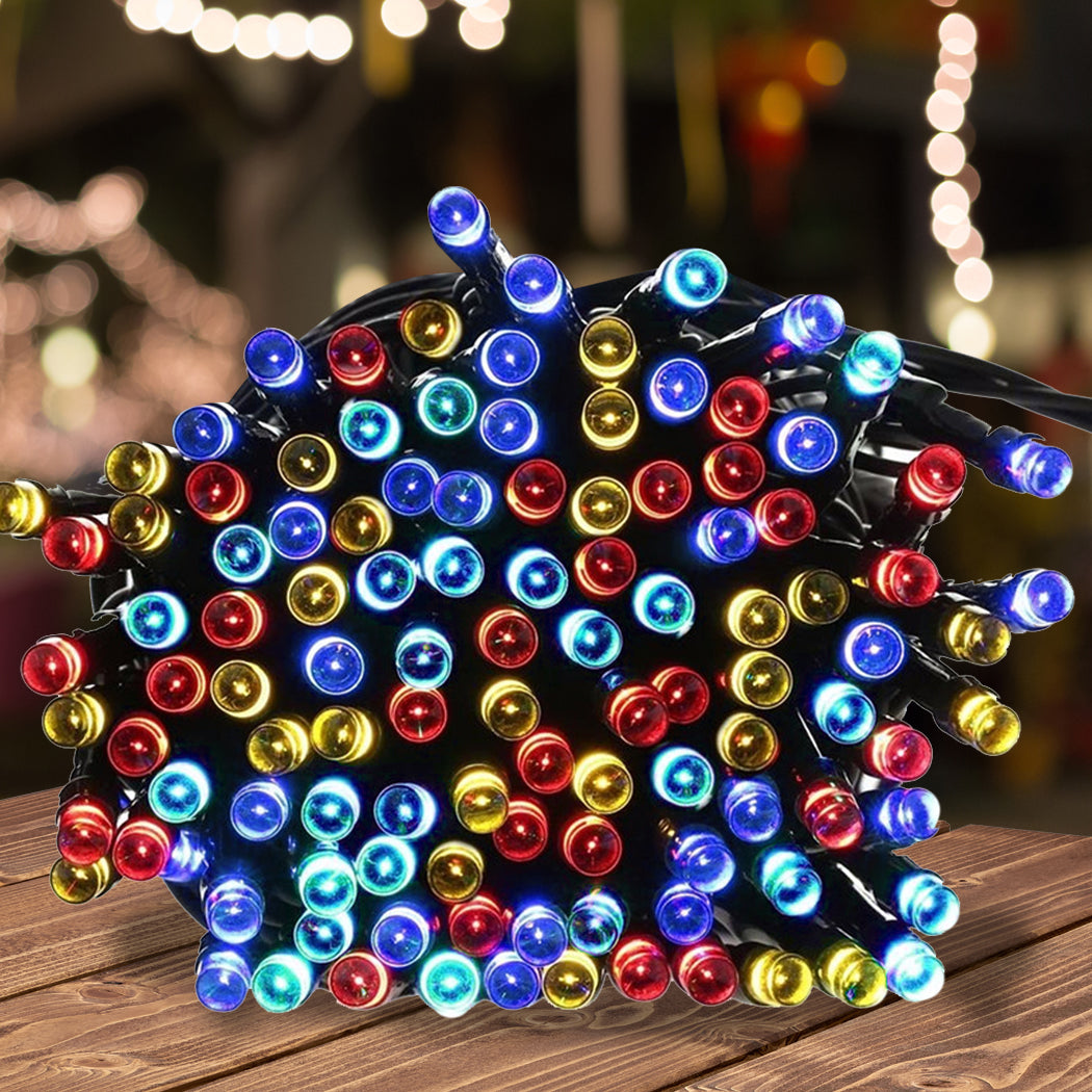 25M 200 LED Bulbs String Solar Powered Fairy Lights Garden Christmas Decor - Multicolour