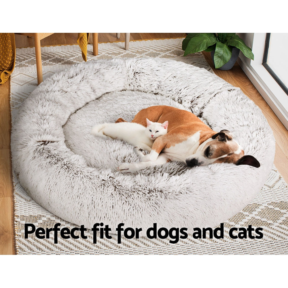 Alaunt Dog Beds 110cm Pet Cat Bed - White & Brown XLARGE