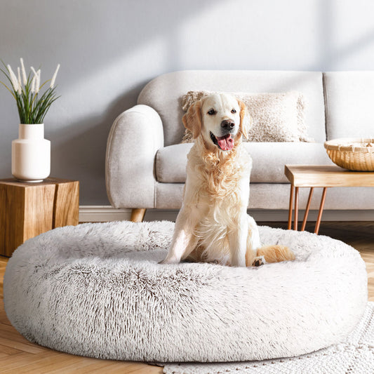 Alaunt Dog Beds 110cm Pet Cat Bed - White & Brown XLARGE