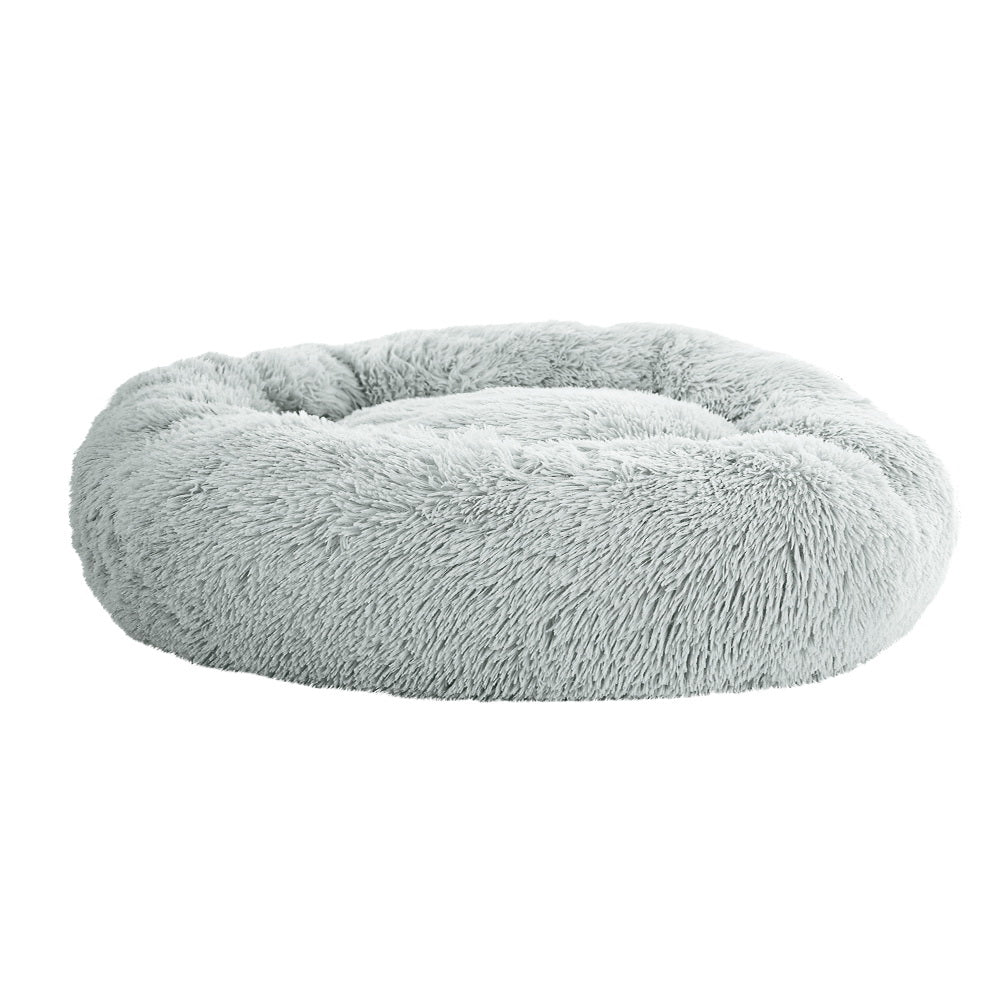 LARGE Dog Beds Pet 90cm Calming Soft Plush - Light Grey
