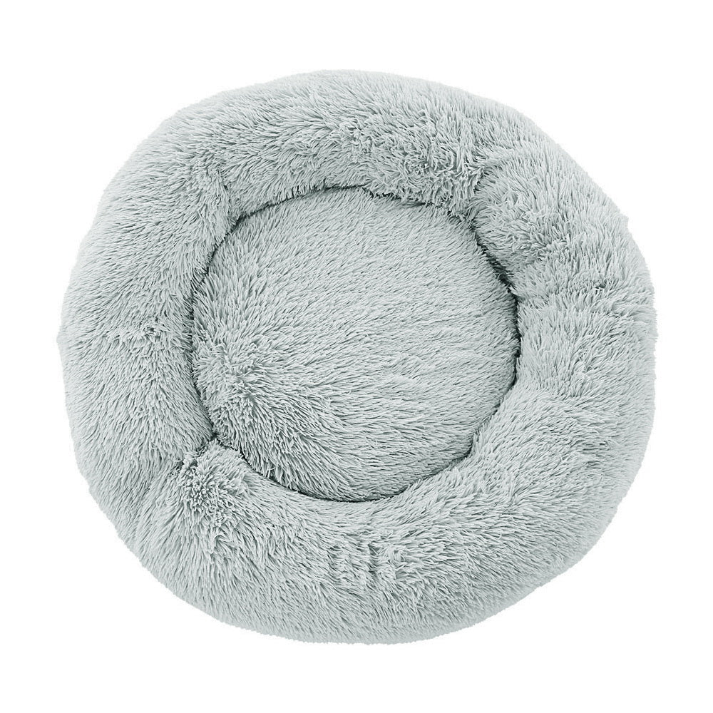 LARGE Dog Beds Pet 90cm Calming Soft Plush - Light Grey
