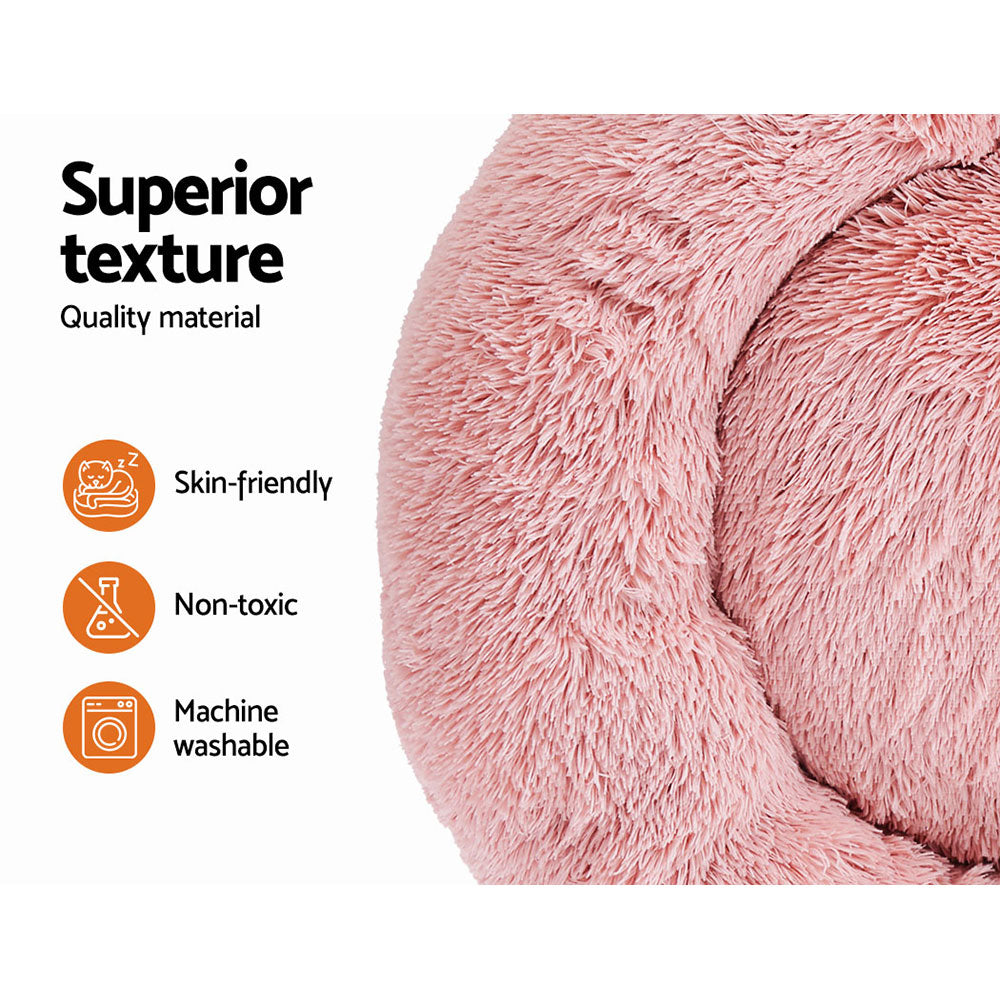 LARGE Dog Beds Pet 90cm Calming Soft Plush - Pink