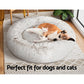 LARGE Dog Beds Pet 90cm Calming Soft Plush - White Brown
