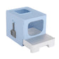 Cat Litter Box Large Tray Kitty Toilet Enclosed Hooded Foldable Scoop Blue