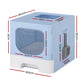 Cat Litter Box Large Tray Kitty Toilet Enclosed Hooded Foldable Scoop Blue
