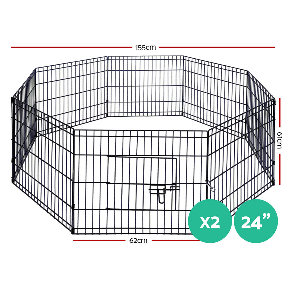 Pet Dog Playpen 2x24" 8 Panel Puppy Exercise Cage Enclosure Fence