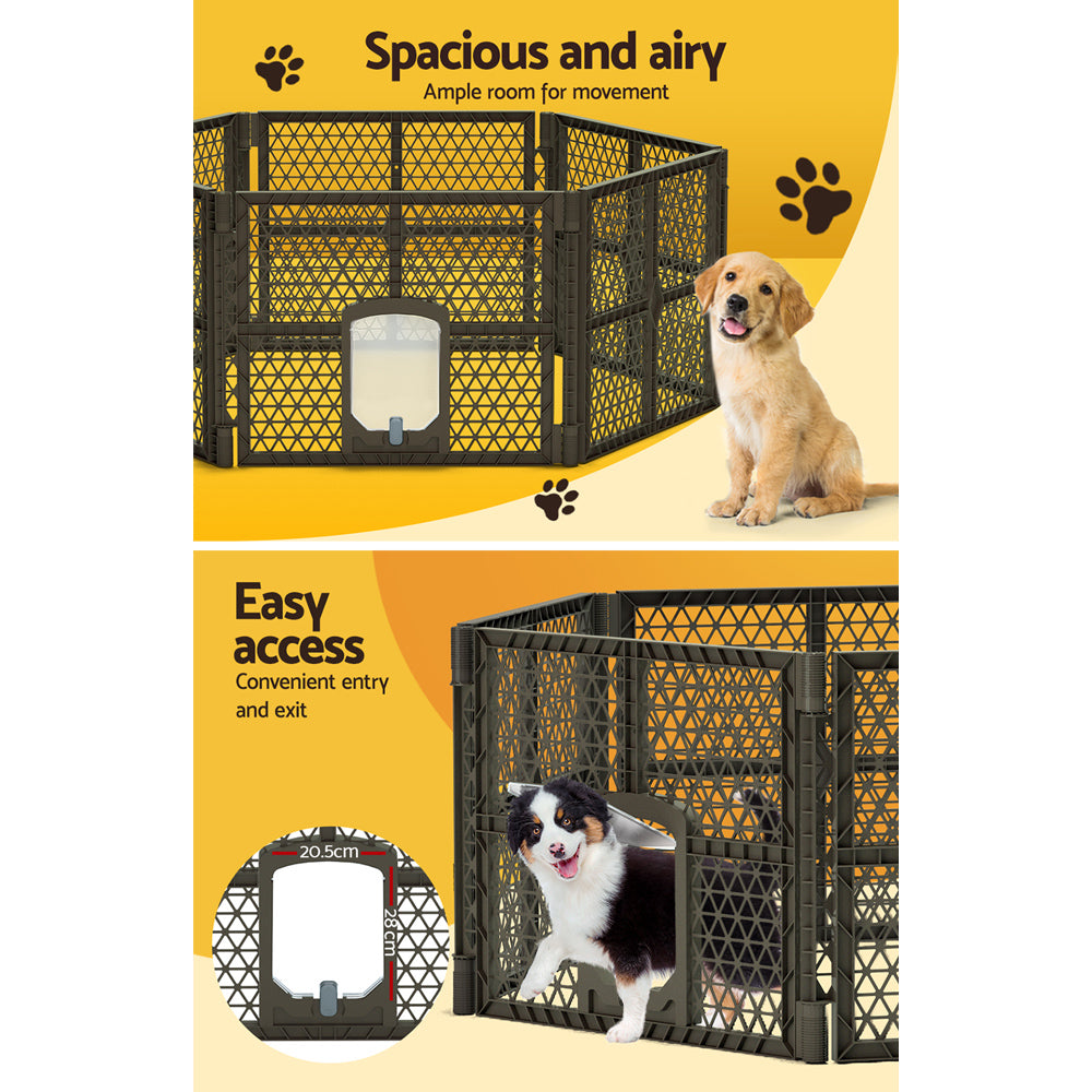 Pet Dog Playpen Enclosure 6 Panel Fence Puppy Cage Plastic Play Pen Fold