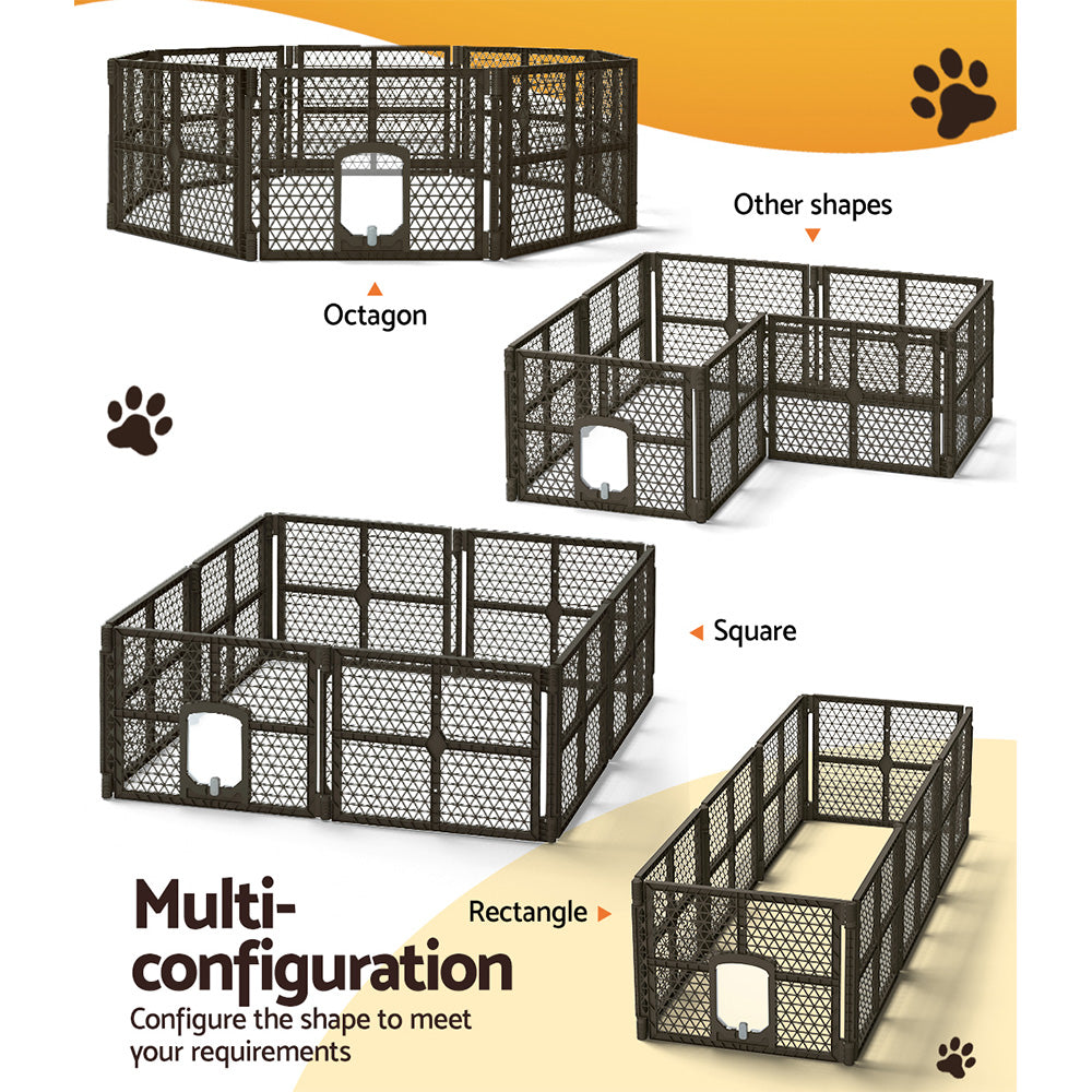 Pet Dog Playpen Enclosure 8 Panel Fence Puppy Cage Plastic Play Pen Fold