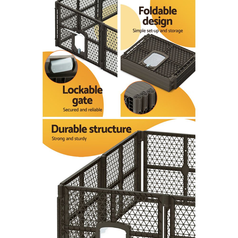 Pet Dog Playpen Enclosure 8 Panel Fence Puppy Cage Plastic Play Pen Fold