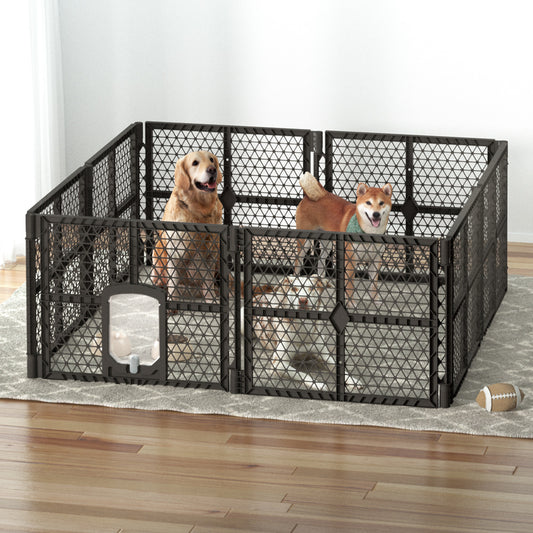 Pet Dog Playpen Enclosure 8 Panel Fence Puppy Cage Plastic Play Pen Fold