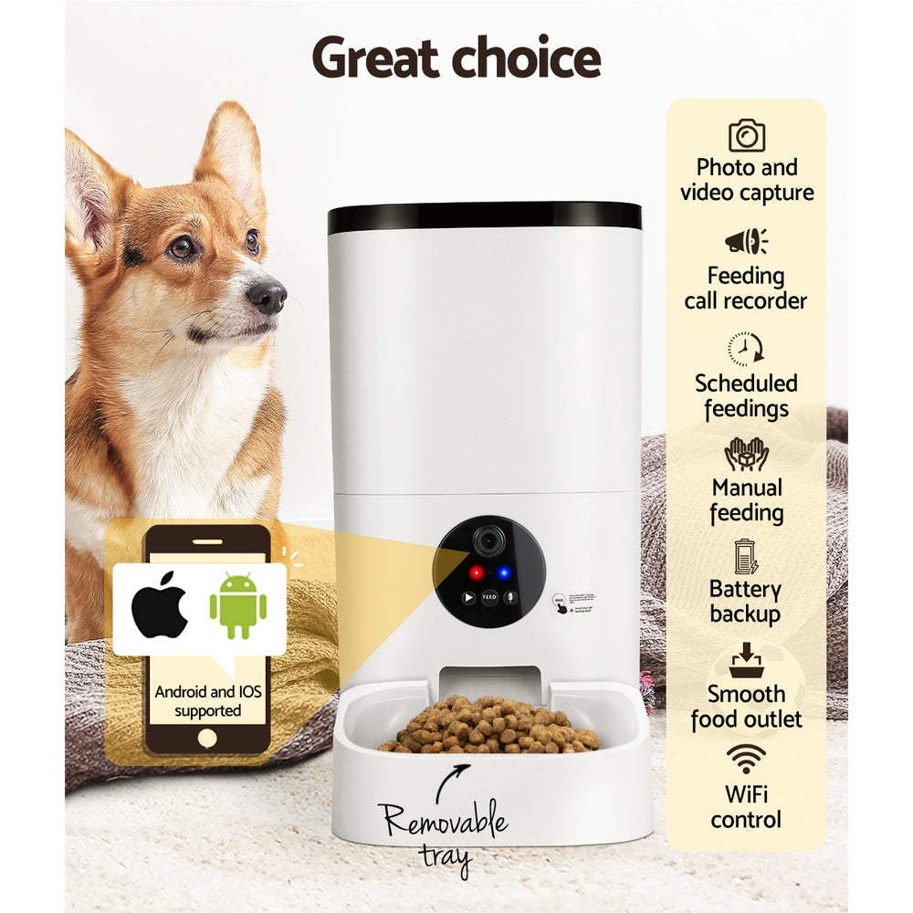 Automatic Pet Feeder 6L Auto Camera Dog Cat Smart Video Wifi Food App Hd