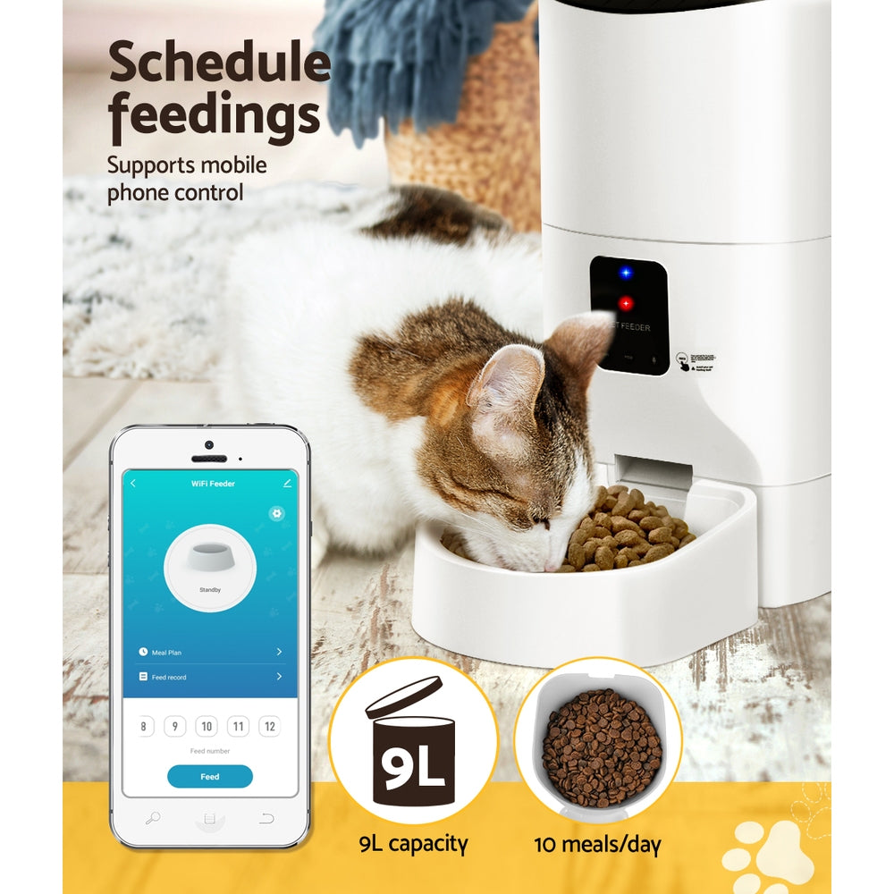 Automatic Pet Feeder 9L Auto Wifi Dog Cat Feeder Smart Food App Dispenser