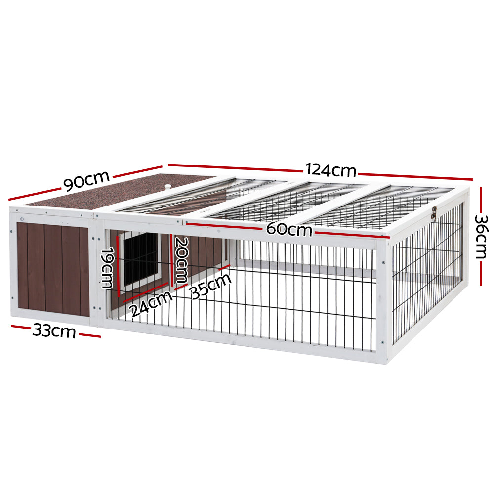 Wooden Rabbit Hutch Chicken Coop Run Cage Habitat House Outdoor Large - Charcoal Large