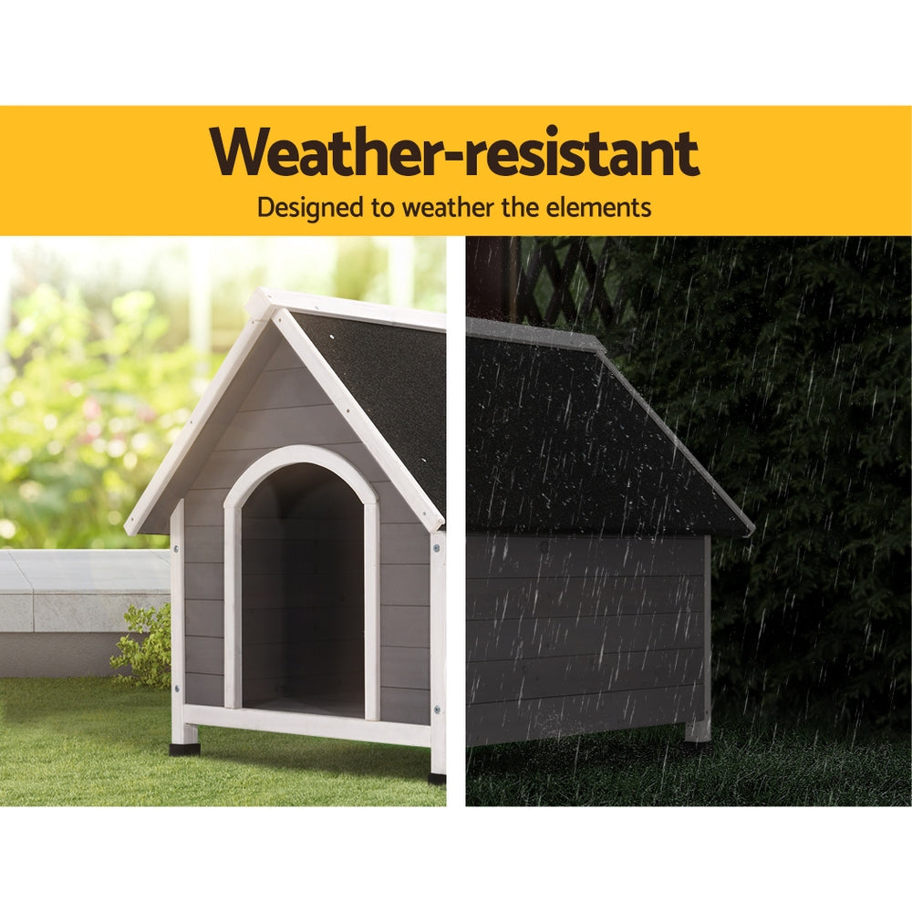 Dog Kennel Outdoor Wooden Indoor Puppy Pet House Weatherproof XL Large - Grey XL